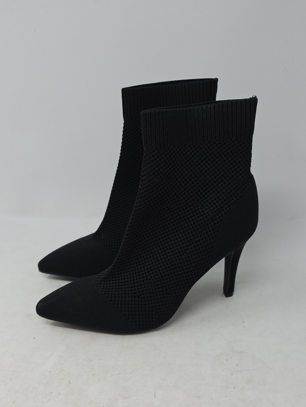 Mia Mckinley Bootie Black Knit Sock Ankle Boots Women's Pointed Toe Heel Size 8